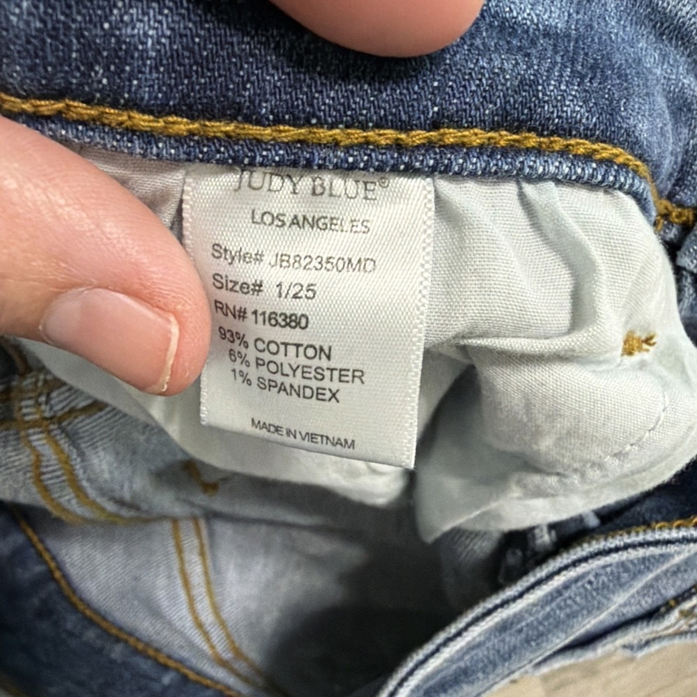 Judy Blue Bootcut Jeans Womens Size 1/25 Blue Medium Wash Mid Rise Distressed - Picture 11 of 12